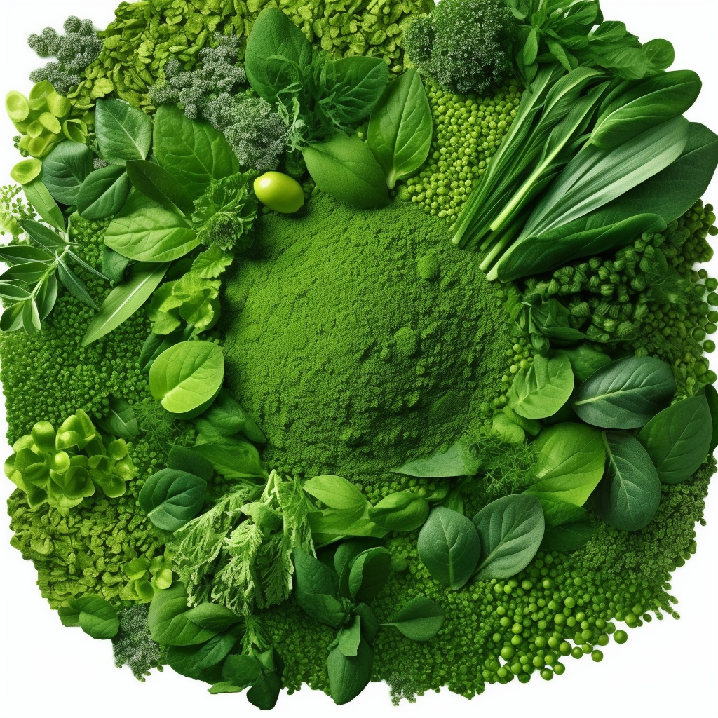 super greens powder encircled by greens