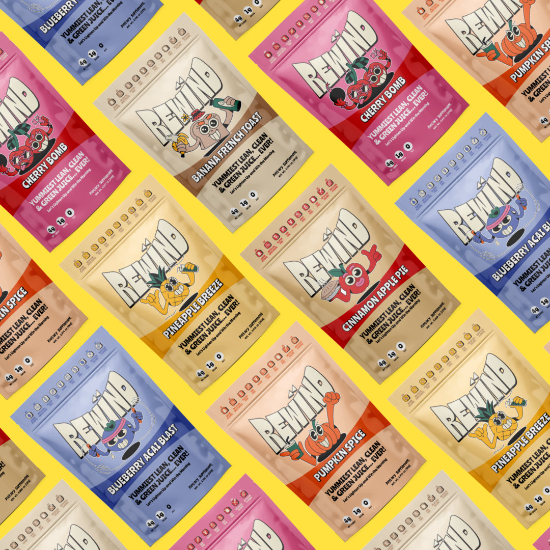 Rewind Greens pouches diagonal collage