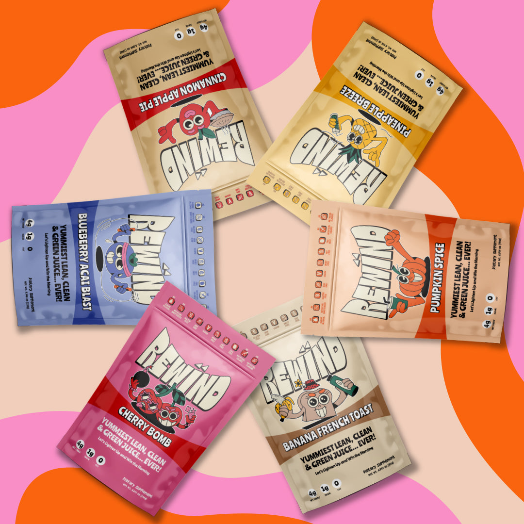 Rewind Greens pouch spiral collage